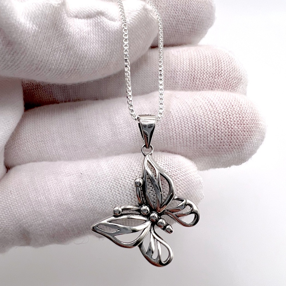 .925 Sterling Silver Butterfly Necklace